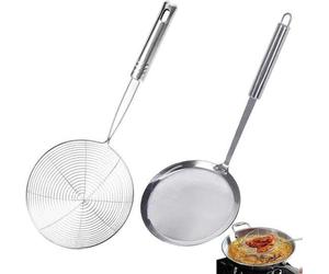 Passoire fine, lot de 2 passoires de cuisine en acier inoxydable, passoire fine, passoire à centrifuger, poêle à frire, passoire à friture, pour la cuisine, séparation des taches d'huile, de graisse e
