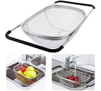 Passoire Ovale Extensible Inox, Égouttoir Évier avec Poignées pour Fruits, Légumes, Pâtes et Cuisine 6 Quarts Pro