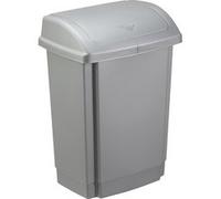 past team Poubelle à couvercle basculant, 15 litres, argent