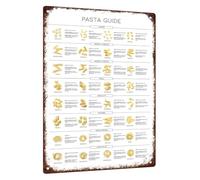 Pasta Guide Chart Aluminum Metal Sign 8 X 12 Inch, Vintage Kitchen Wall Decor, Food Cooking Reference Poster, For Home Restaurant Bistro Dining