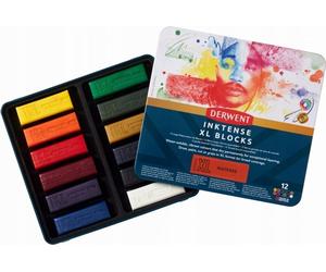 Pastels aquarellables DERWENT Inktense XL Blocks, 12pcs dans une boîte en métal
