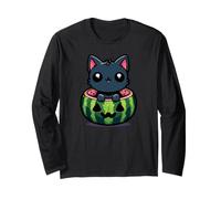 Pastèque d'été effrayante Jack O Lantern, Chat Kawaii Manche Longue