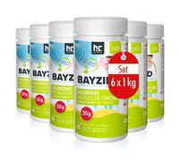 Pastilles de Chlore à Dissolution Lente Bayzid® 20g en Boîte de 1 KGx6 pour Piscines