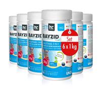 Pastilles de chlore multifonctionnelles 20g 5 en 1 Bayzid® - Seau de 1 KGx6 pour une Piscine Impeccable