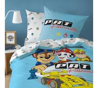 Pat Patrouille Car Parure de lit imprimée 100% coton - Licence officielle | Housse de Couette 140x200 cm + 1 taie 63x63 cm | Fermeture boutons | Chambre enfant, lit 1 place | Certification Oeko-Tex