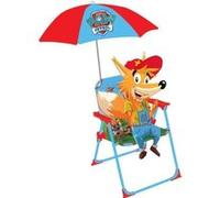Fun House | Chaise Pliante pour Enfant Pat Patrouille Bleu avec Parasol Ø65 Cm | H53 x L38.5 x P37.5 Cm | Licence Officielle | Mobilier Extérieur Plen Air Léger | Cadeau Été Jardin Plage Dès 3 Ans
