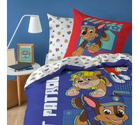 Pat Patrouille Patou Parure de lit imprimée 100% coton - Licence officielle | Housse de Couette 140x200 cm + 1 taie 63x63 cm | Fermeture avec rabat | Chambre enfant, lit 1 place | Certification Oeko-Tex