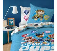 Pat Patrouille Power Parure de lit imprimée 100% coton - Licence officielle | Housse de Couette 140x200 cm + 1 taie 63x63 cm | Fermeture avec rabat | Chambre enfant, lit 1 place | Certification Oeko-Tex