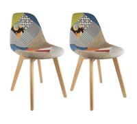 AltoBuy Patchwork - Lot de 2 Chaises Scandinaves Multicolore