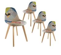 PATCHWORK - Lot de 4 Chaises Scandinaves Multicolore