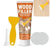 Pate a Bois Blanche, Peinturable & Ponçable Mastic Bois Pour Fissures, Trous Et Dégâts, Faible Odeur & Résistant Aux Fissures - Réparation De Bois Massif Et Meubles Intérieurs Et Extérieurs (220g)