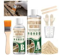 Pate a Bois Rebouchage, Resine Epoxy Boisse Utilisé pour Renforcer, Remodeler et Réparer le Boise Pourri, Durcit le Boiss Abîmé par l'humidité, Kit de Réparation Boise, Poudre de Bois 80 Mesh