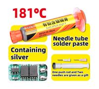 Pâte à souder au plomb et à l'argent à 181 degrés pour soudure par seringue, appliquée sur les puces SMT (Surface Mount Technology) 181-50g