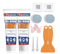 Pâte de réparation murale,enduit de rebouchage,kit de mastic mural blanc imperméable avec grattoir et tampon de réparation (100g*2
