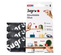 Sugru by tesa – Pâte fixante à modeler – Lot 3 x 3,5 g – Noir – Non toxique, résistant à l'eau