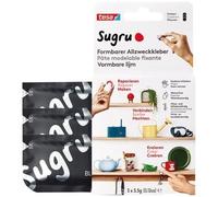 Sugru by tesa - Pâte Fixante Polyvalente à Modeler en Lot de 3 x 3.5 g - Pâte Durcissante Adhésive Polyvalente pour Décorer, Coller, Réparer, et pour Bricolage Créatif - Noir