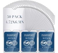 Patelai Lot de 50 enveloppes transparentes de 10,2 x 15,2 cm pour passeport avec encoche en plastique PVC, peut contenir jusqu'à 30 feuilles, pour l'école, le bureau, les voyages, la rentrée scolaire