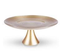 Patera na tort szklana złota na nóżce 28 cm