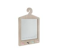 Patère 4 têtes avec miroir - Naturel