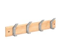 Patère 4 Tiges Effet Bois "Ziny" 45cm Naturel & Argent