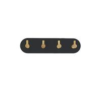 Patère adhésive Fixeo 4 crochets en métal et bambou ovale 19cm Noir & Naturel