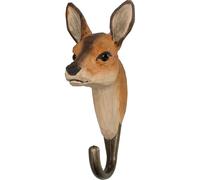 Patère animal en bois sculpté à la main et métal Chevreuil.