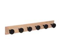 Patère bois 6 têtes noir