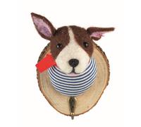 Patère Chien, fait main, feutre et bois, de Baden, hauteur 14cm