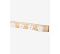 Patère en bois avec 4 fleurs blanc TU
