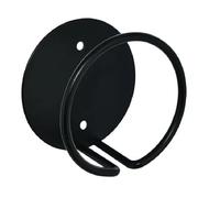 Patère en cerceau, platine ronde plate diamètre 100 mm, P. 58 mm, en acier noir