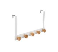 - Patère en Métal & Bambou "5 Têtes" 20cm Blanc