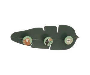 Patère enfant - ATMOSPHERA - Feuille - Bois MDF - Vert foncé - 3 patères
