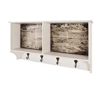 HAKU Patère murale Wall Street 4 crochets 76 cm en MDF et métal Blanc style industriel vintage