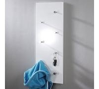 HAKU garderobe Murale chromé, Blanc, MDF, métal - Dim.: L 80 cm x H 30 cm x P 6 cm, Style: Modern