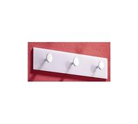 Patere murale coloris blanc-chrome - Dim : L 34 x P 4 x H 6 cm - -