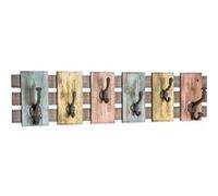 HAKU garderobe murale multicolore, vintage, bois massif, métal - Dim.: L 81 cm x H 20 cm x P 11 cm, Style: Industrial