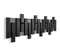 Patère murale en bois de chêne - Design à lamelles - Noir moderne et naturel - 2 dimensions - 80 cm - Noir
