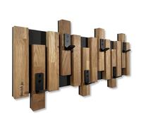 Patère murale, en bois de chêne, design à lamelles, noir, moderne, naturel, 2 dimensions, 60 cm