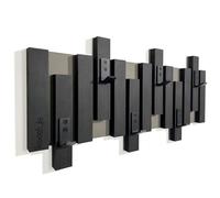 Patère murale, en bois MDF, design à lamelles, noir, moderne, naturel, 2 dimensions, 60 cm, noir