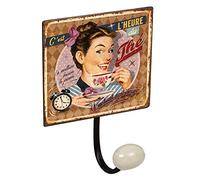 Patère murale en métal design affiche rétro vintage décoration femme USA THÉ pin up avec 1 crochet porcelaine