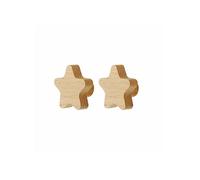 Patère murale enfant en bois hêtre - Lot de 2 crochets Étoile avec vis & cheville (support 10 kg)