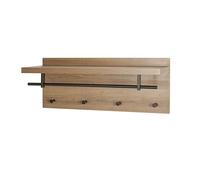 Patère Murale & Étagère "Miranda" 75cm Chêne Foncé & Noir