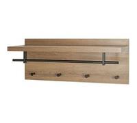 Patère Murale & Étagère "Miranda" 75cm Chêne Foncé & Noir Marron G