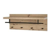 HAKU Warderobe Murale chêne Clair, Noir, MDF, Métal - Dim.: L 75 x H 30 x P 26 cm, Style: Moderne