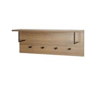 Patère Murale & Étagère "Miranda" 80cm Chêne Foncé & Noir