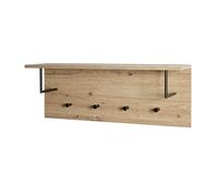 Patère Murale & Étagère "Miranda" 80cm Chêne & Noir