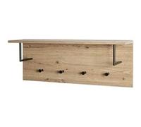 Patère Murale & Étagère "Miranda" 80cm Chêne & Noir Beige G