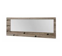 HAKU Patère murale chêne truffe MDF métal chrome barre à crochets avec 7 crochets miroir Dimensions: L 80 cm x H 30 cm x P 6 cm Style: Modern
