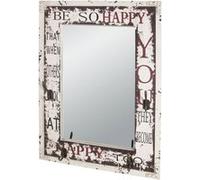 HAKU garderobe Murale Vintage, MDF, métal, Miroir - Dim.: L 55 cm x H 75 cm x P 8 cm, Style: Industrial