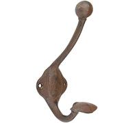 Patère Porte Manteaux Murale ou Porte Serviettes avec 2 Crochets en Fonte Patinée Marron 6x8,3x17,2cm